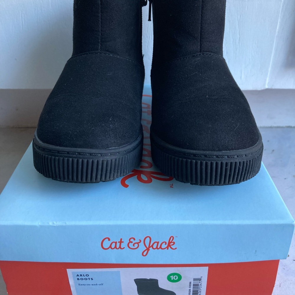 Cat & Jack Arlo Boots Faux Black Suede Zip Toddler 10
